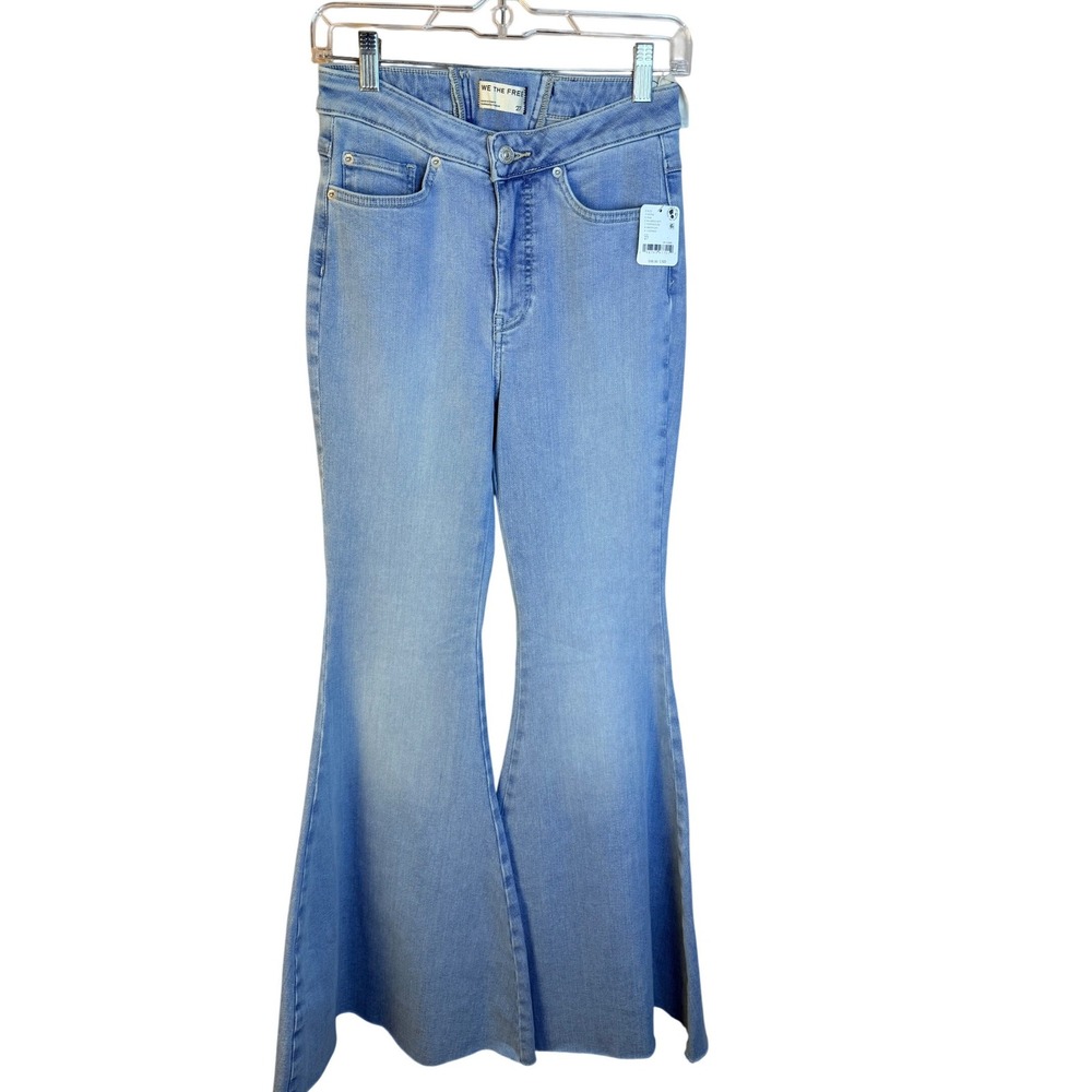 We The Free Free People Just Float On Flare Jeans Washed Out Vintage‎ Denim 27